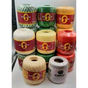 Vtg South Maid Big Ball and Caron Mercerized Cotton Crochet Thread Lot of 23